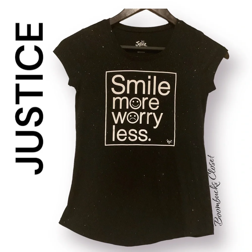 Lot of 2 Gap, Justice T shirt and tank Top Sparkly Black & Dark Blue Size 10